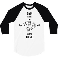 Gym Hair Dont Care Gym Workout Yellow 3/4 Sleeve Shirt | Artistshot