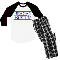 Reagan Bush 84 Retro Usa Election Men's 3/4 Sleeve Pajama Set | Artistshot