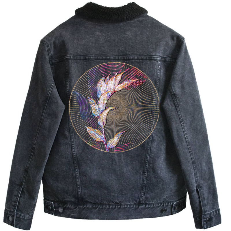 Treacleberry Floral Rainbow Mosaic Green Unisex Sherpa-lined Denim Jacket | Artistshot