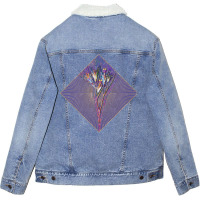 Witsenia Maura Floral Rainbow Mosaic On Veri Peri Unisex Sherpa-lined Denim Jacket | Artistshot