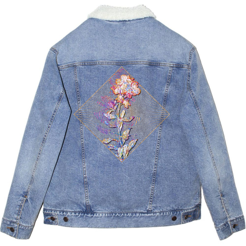 Yellow Wallflower Bloom Floral Rainbow Mosaic Star Unisex Sherpa-lined Denim Jacket | Artistshot