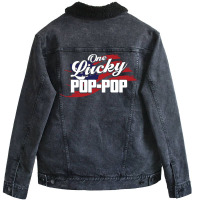 One Lucky Poppop Father Grandpa Hipster Unisex Sherpa-lined Denim Jacket | Artistshot