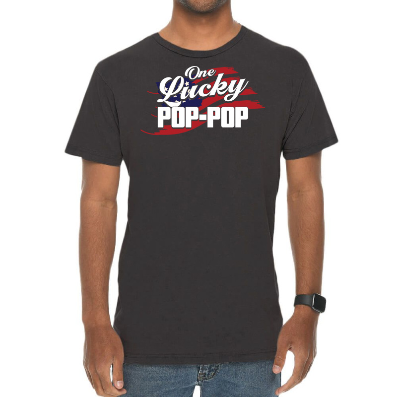 One Lucky Poppop Father Grandpa Hipster Vintage T-shirt | Artistshot