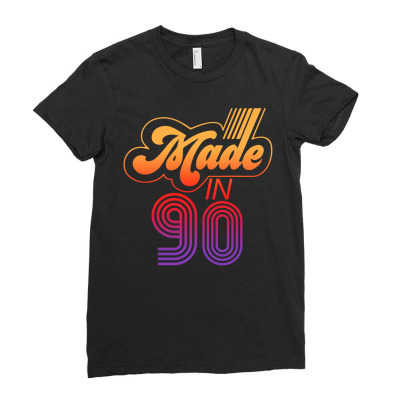 Made In 1990 Retro Ladies Fitted T-shirt Designed By Badaudesign