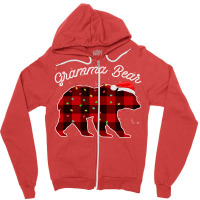 Gramma Bear Santa Christmas Pajama Red Plaid Buffa Zipper Hoodie | Artistshot