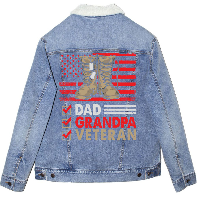 Dad Grandpa Veteran Vintage Favorite Holiday Veter Unisex Sherpa-lined Denim Jacket | Artistshot