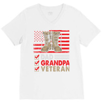 Dad Grandpa Veteran Vintage Favorite Holiday Veter V-neck Tee | Artistshot