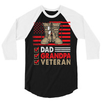 Dad Grandpa Veteran Vintage Favorite Holiday Veter 3/4 Sleeve Shirt | Artistshot