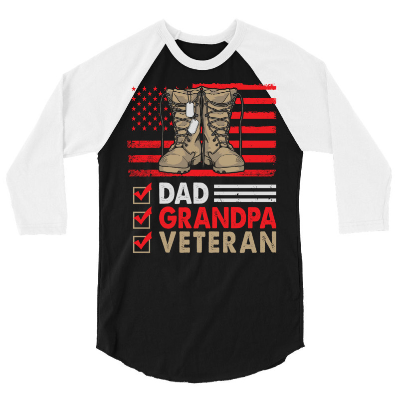 Dad Grandpa Veteran Vintage Favorite Holiday Veter 3/4 Sleeve Shirt | Artistshot