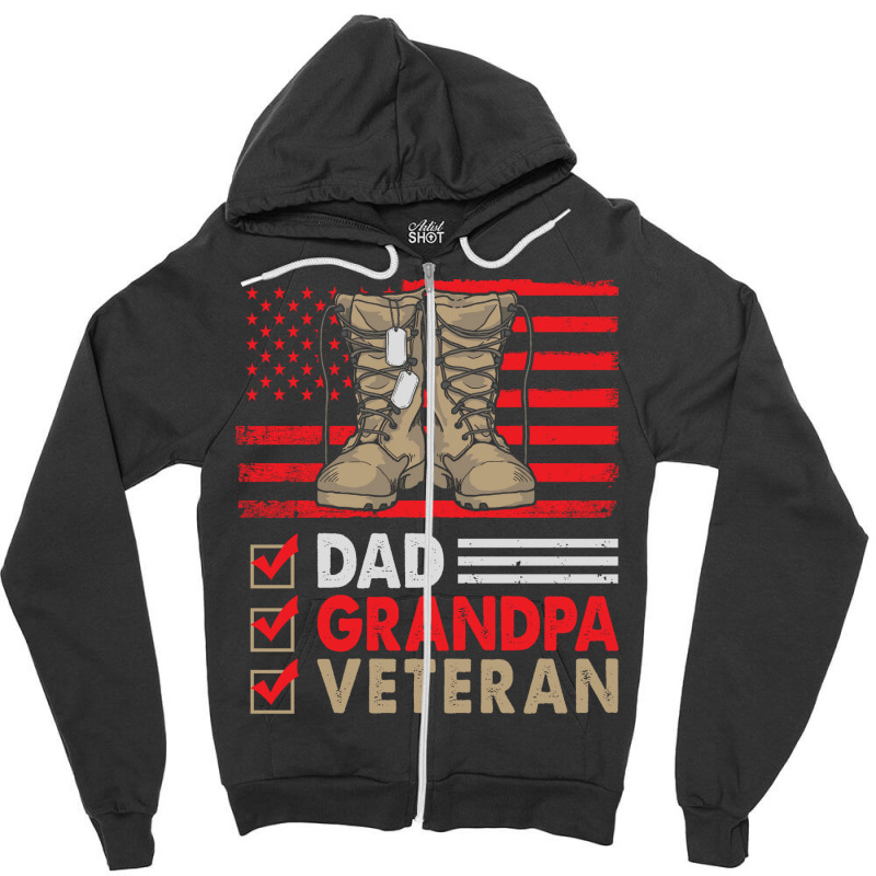 Dad Grandpa Veteran Vintage Favorite Holiday Veter Zipper Hoodie | Artistshot