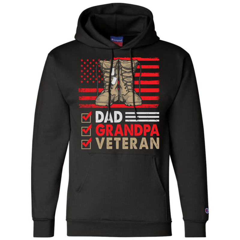 Dad Grandpa Veteran Vintage Favorite Holiday Veter Champion Hoodie | Artistshot