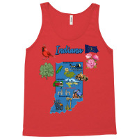 Indiana State Tourist Map With Landmarks And Famou Tank Top | Artistshot