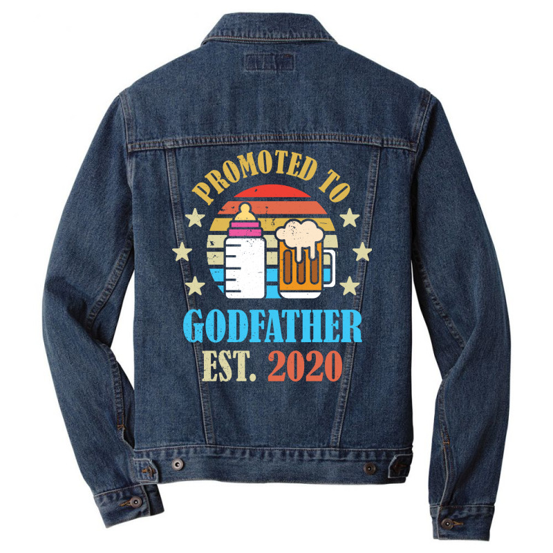 Pregnancy Announcement Promoted To Godfather Retro Men Denim Jacket by besemfofita3 | Artistshot