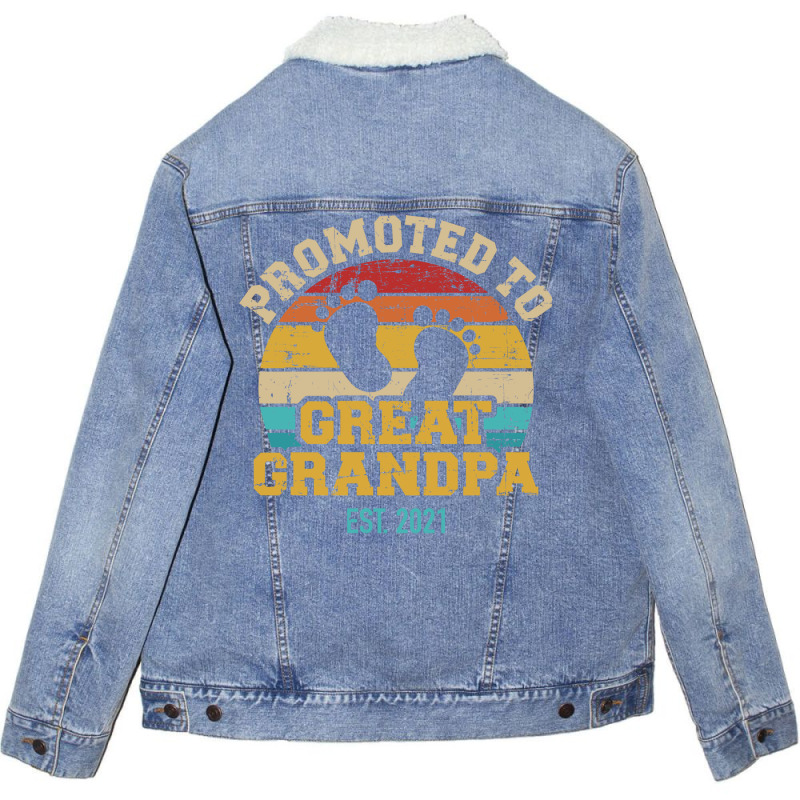 Promoted To Great Grandpa 2021 Vintage Aesthetic Unisex Sherpa-lined Denim Jacket | Artistshot