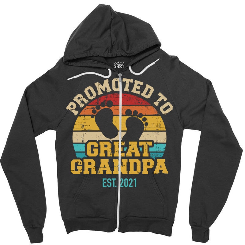 Promoted To Great Grandpa 2021 Vintage Aesthetic Zipper Hoodie | Artistshot