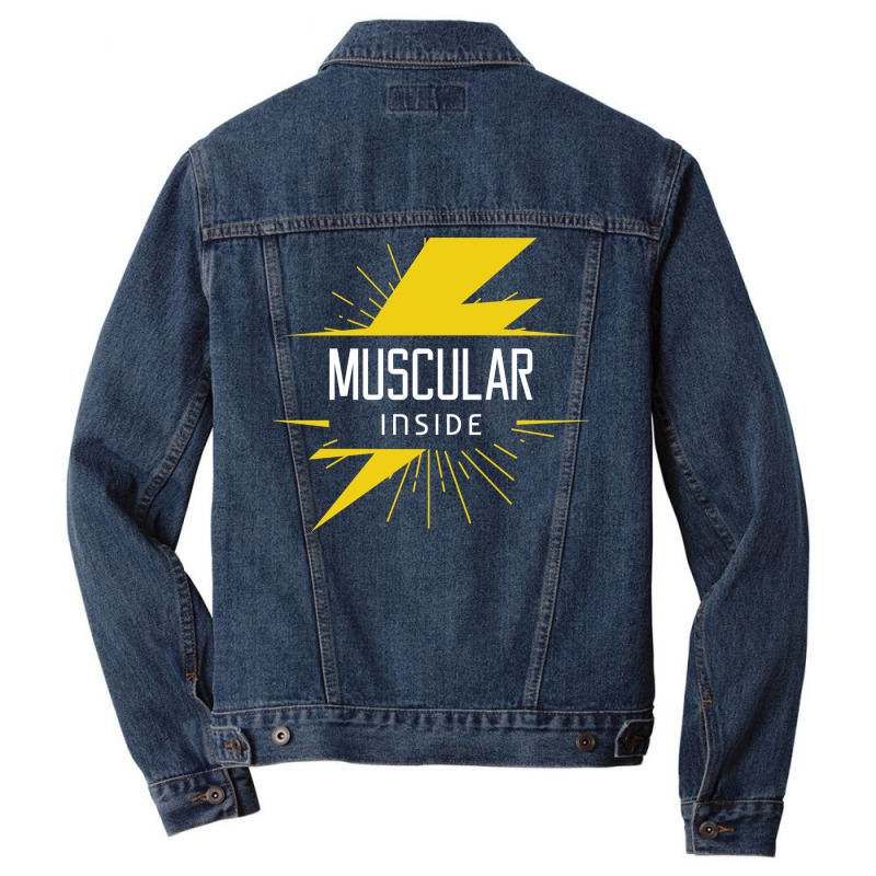 Muscular Inside Red Men Denim Jacket by bafixtreemm | Artistshot