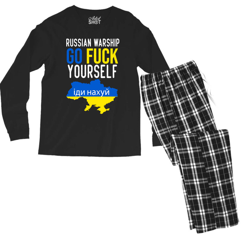 Russian Warship Go Fuck Yourself Men's Long Sleeve Pajama Set | Artistshot