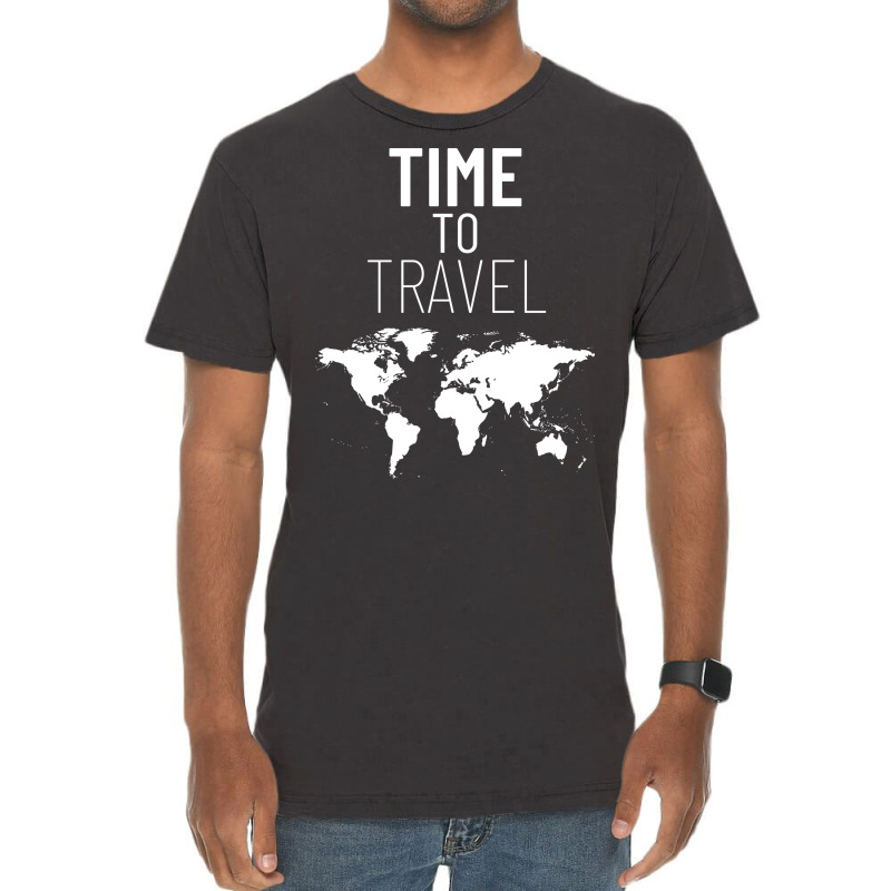 Time To Travel World Map Vintage T-shirt | Artistshot