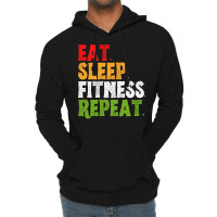 Eat Sleep Fitness Repeat Fitness Lover Red Lightweight Hoodie | Artistshot