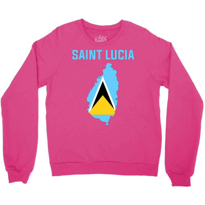 Saint Lucian Flag Inside Map Of Saint Lucia Vintag Crewneck Sweatshirt | Artistshot