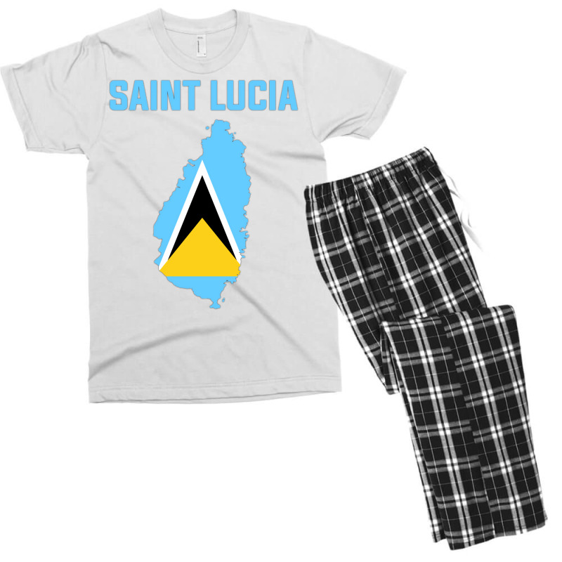 Saint Lucian Flag Inside Map Of Saint Lucia Vintag Men's T-shirt Pajama Set | Artistshot