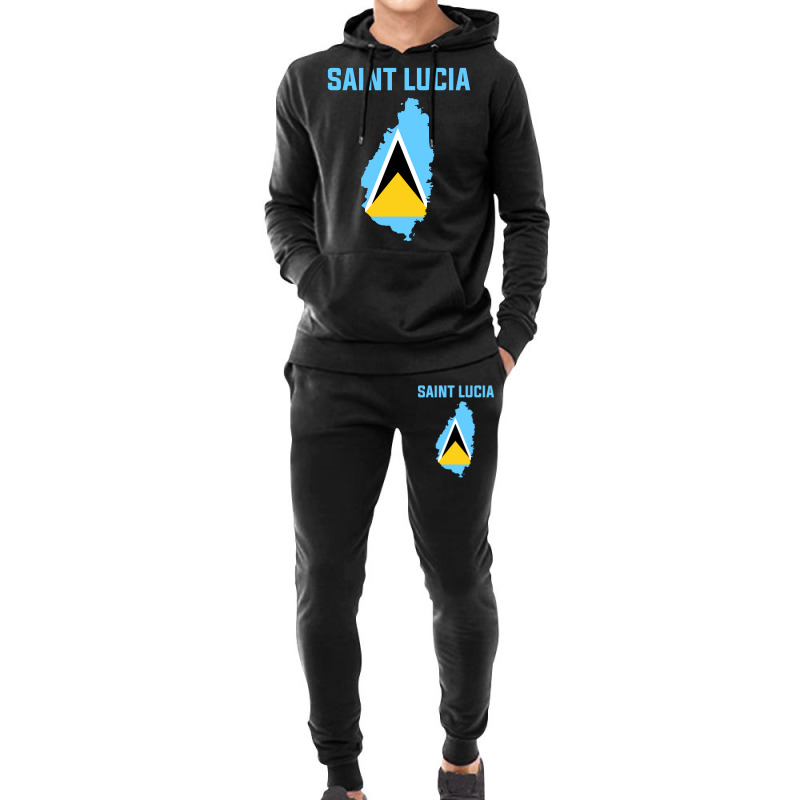 Saint Lucian Flag Inside Map Of Saint Lucia Vintag Hoodie & Jogger Set | Artistshot