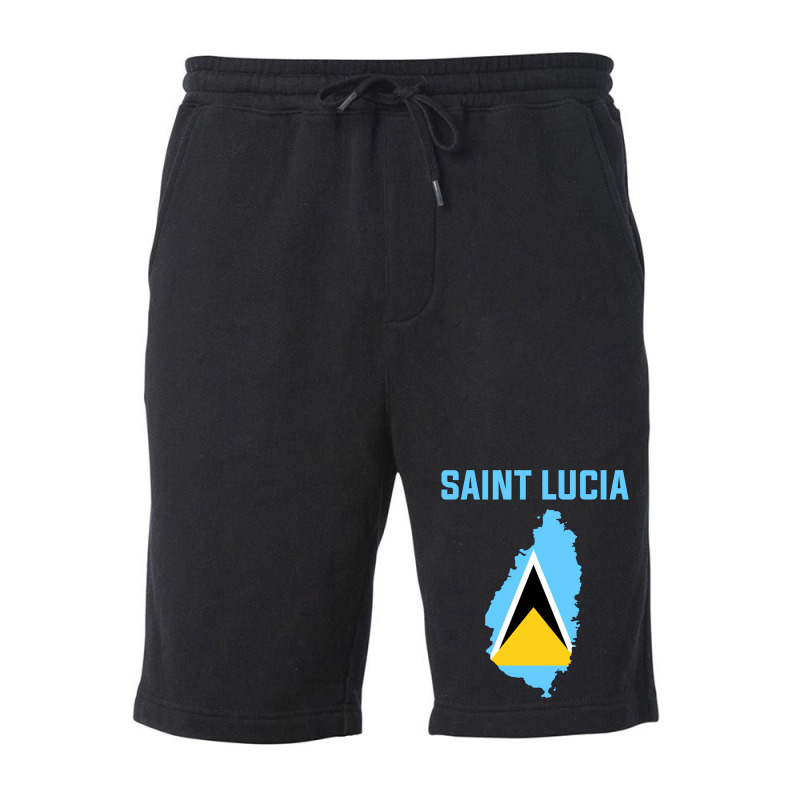 Saint Lucian Flag Inside Map Of Saint Lucia Vintag Fleece Short | Artistshot