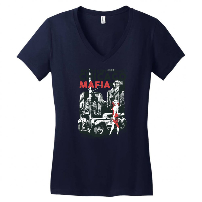 American Chicago Girl Women's V-Neck T-Shirt by yasukokimbeld | Artistshot