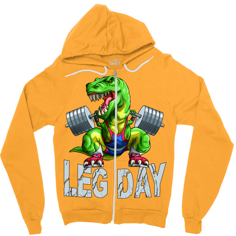 Leg Day Squat Trex Weight Lifter Barbell Gym Train Zipper Hoodie by kasarakajaei | Artistshot