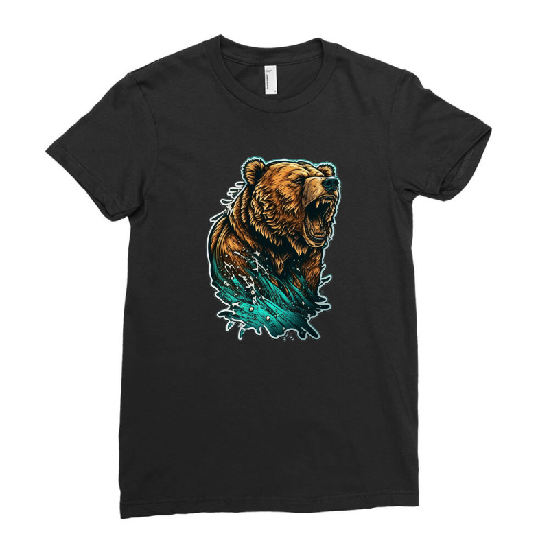 Bear Angry 3 Ladies Fitted T-Shirt by KiboJustice | Artistshot