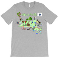 Tourism Map Of Massachusetts State Usa Major Citie T-shirt | Artistshot