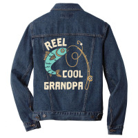 Reel Cool Grandpa Grandfather Fisher Family Fishin Men Denim Jacket | Artistshot