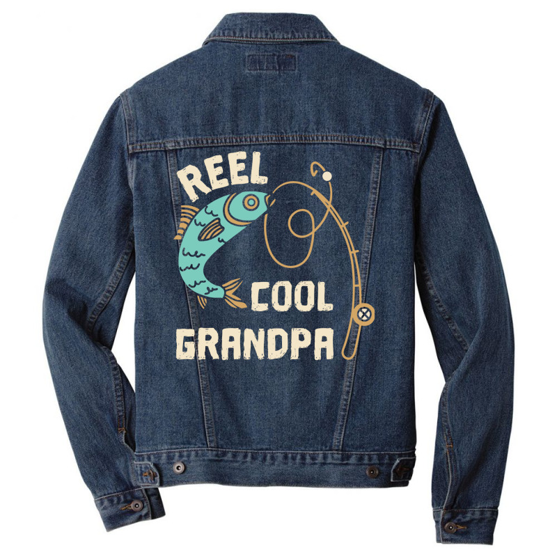 Reel Cool Grandpa Grandfather Fisher Family Fishin Men Denim Jacket | Artistshot