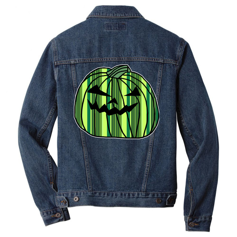 Green Stripes Halloween Horror Pumpkin Summer Men Denim Jacket by monguetapes | Artistshot