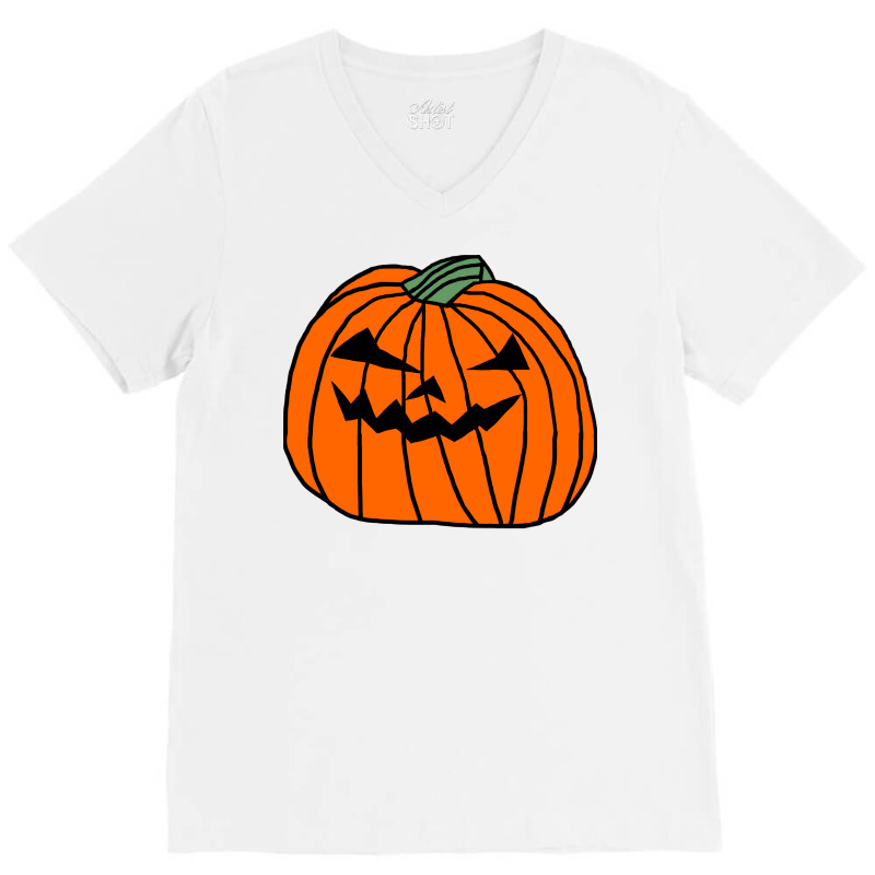 Big Halloween Horror Pumpkin Hippie V-neck Tee | Artistshot