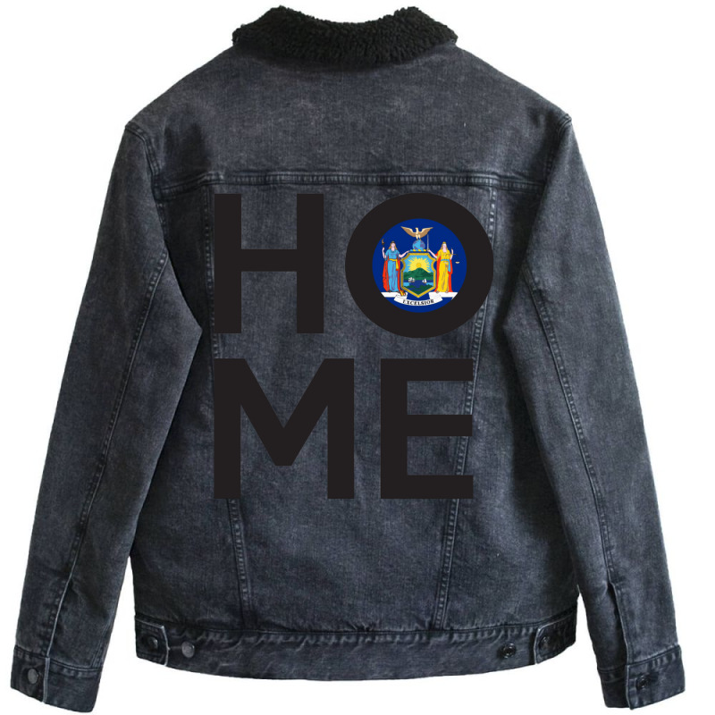 New York State Flag Home Unisex Sherpa-Lined Denim Jacket by dapoteequeen0 | Artistshot