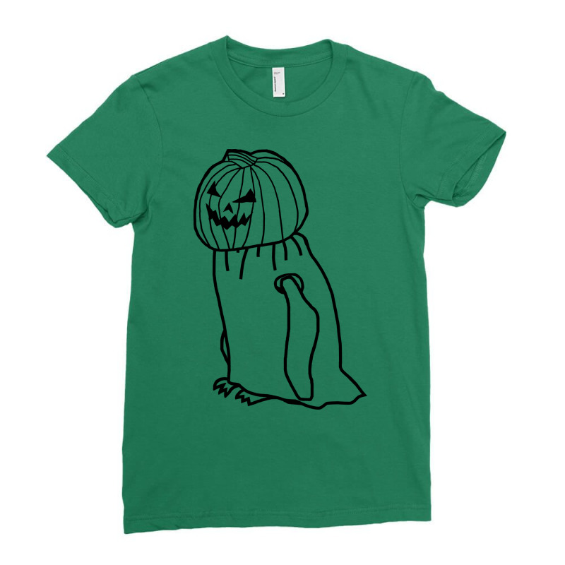 Minimal Penguin Wearing Halloween Costume Outline Ladies Fitted T-Shirt by fleakburellx | Artistshot