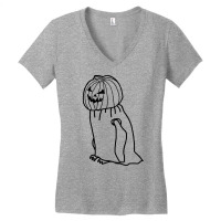 Minimal Penguin Wearing Halloween Costume Outline Women's V-neck T-shirt | Artistshot