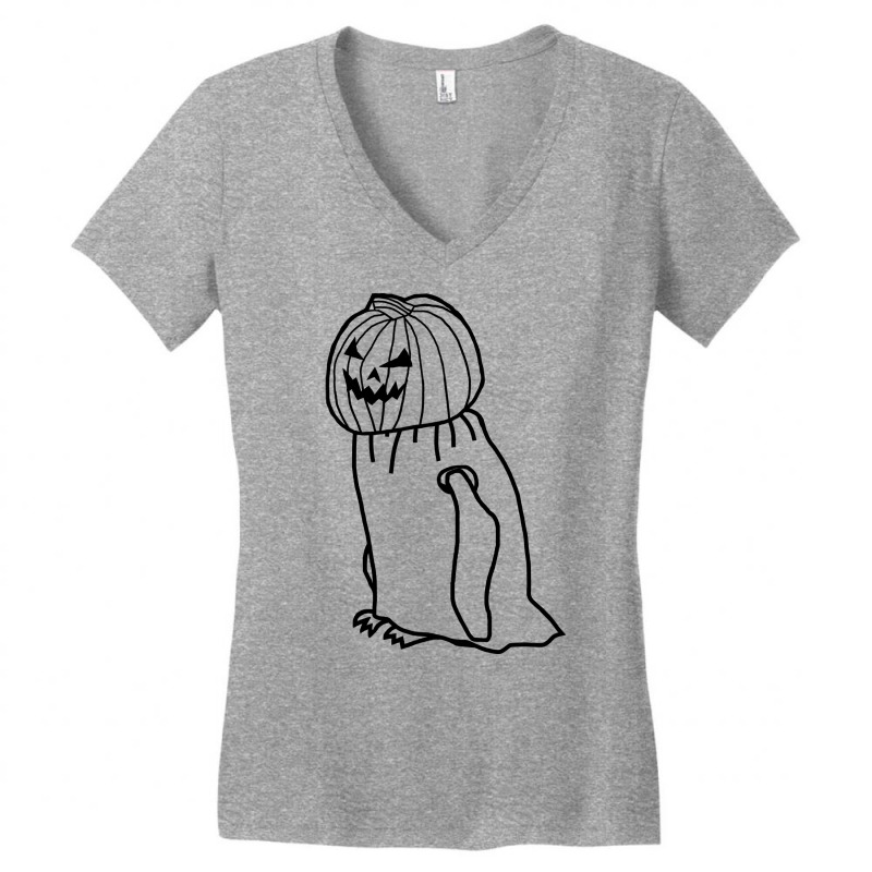 Minimal Penguin Wearing Halloween Costume Outline Women's V-Neck T-Shirt by fleakburellx | Artistshot