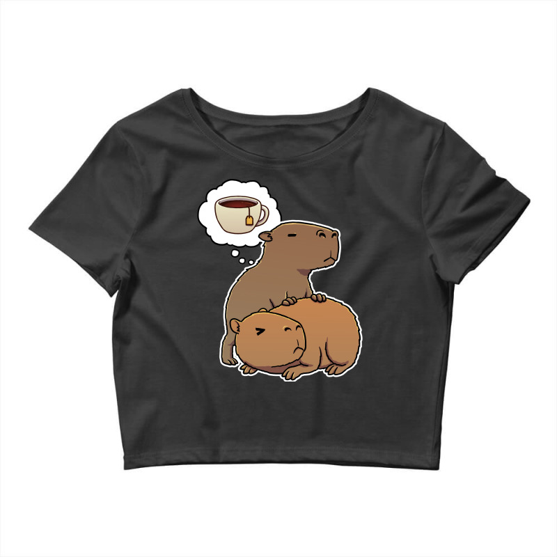 Capybara Thirsty For Black Tea Blue Crop Top by cransazumac | Artistshot