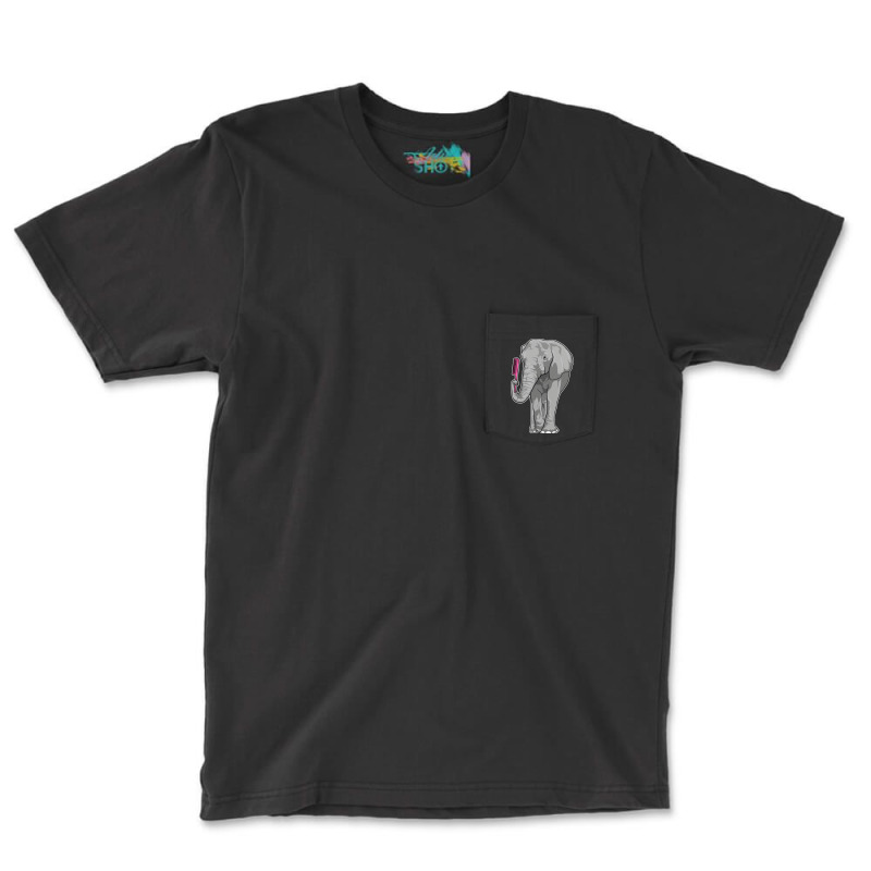 Elephant As Hairdresser With Comb Nature Pocket T-Shirt by menaslebbyw | Artistshot