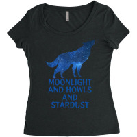 Midnight Blue Sapphire Milky Way Galaxy Wolf   Moo Women's Triblend Scoop T-shirt | Artistshot