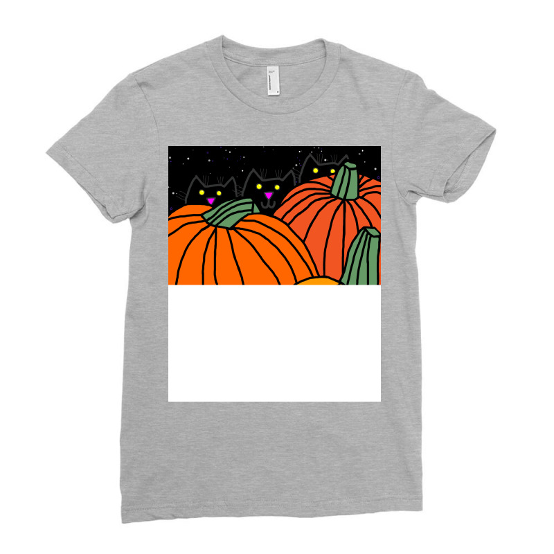 Big Halloween Pumpkins With Three Kitten Cats Summ Ladies Fitted T-Shirt by mintonlottiec | Artistshot