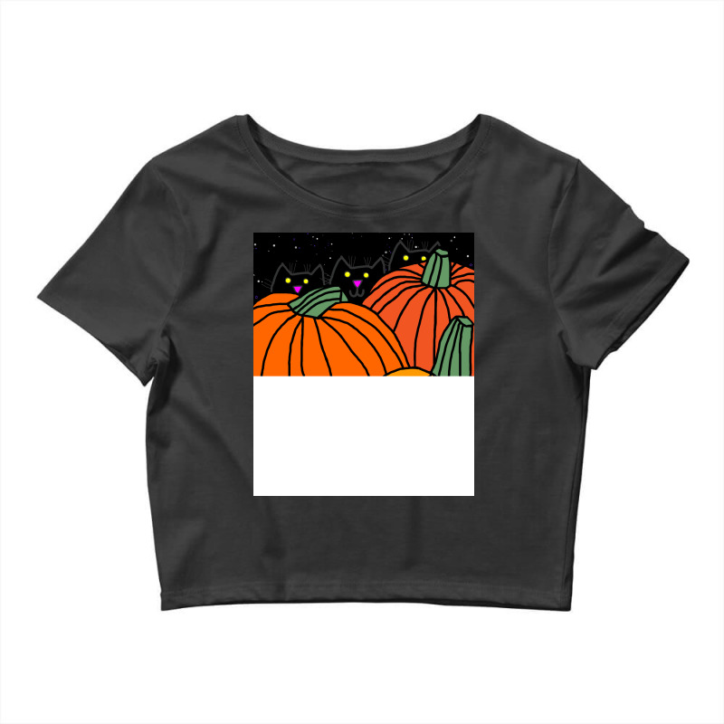 Big Halloween Pumpkins With Three Kitten Cats Summ Crop Top by mintonlottiec | Artistshot