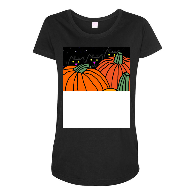 Big Halloween Pumpkins With Three Kitten Cats Summ Maternity Scoop Neck T-shirt by mintonlottiec | Artistshot