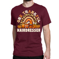 One Thankful Hairdresser Thanksgiving Rainbow Leop Classic T-shirt | Artistshot