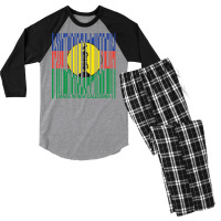 New Caledonia New Caledonian Barcode Love Flag Men's 3/4 Sleeve Pajama Set | Artistshot