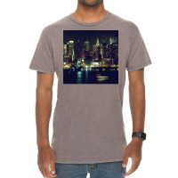 New York City Night Skyline Art Photo Vintage T-shirt | Artistshot