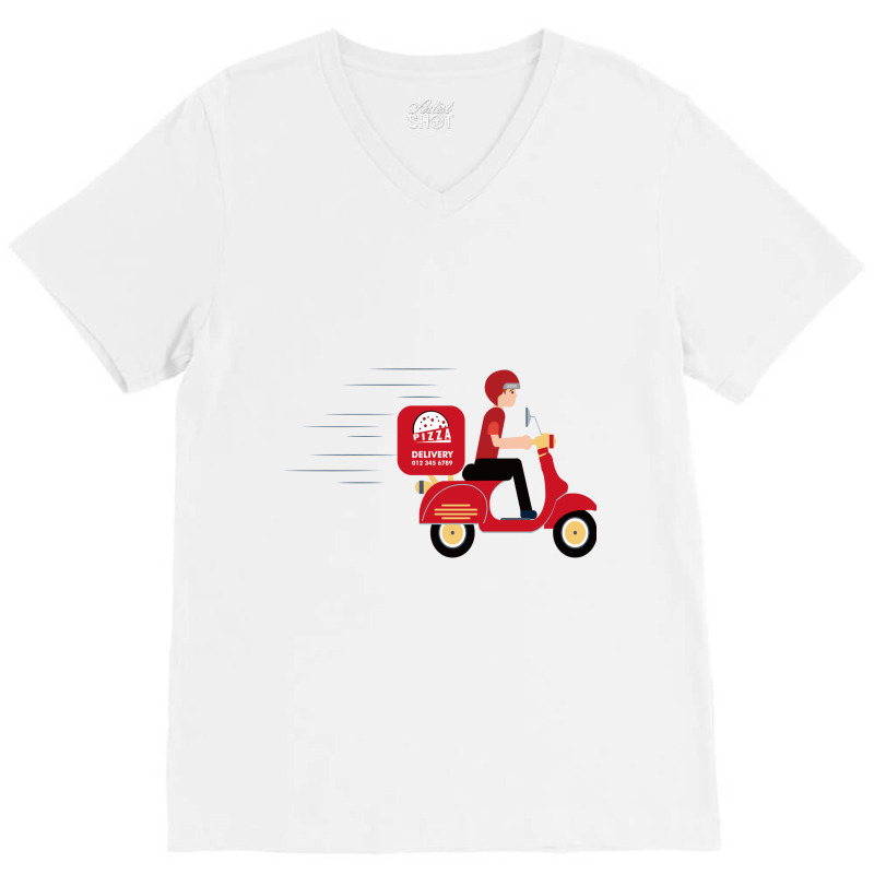 Illustration Of Pizza Delivery V-neck Tee | Artistshot