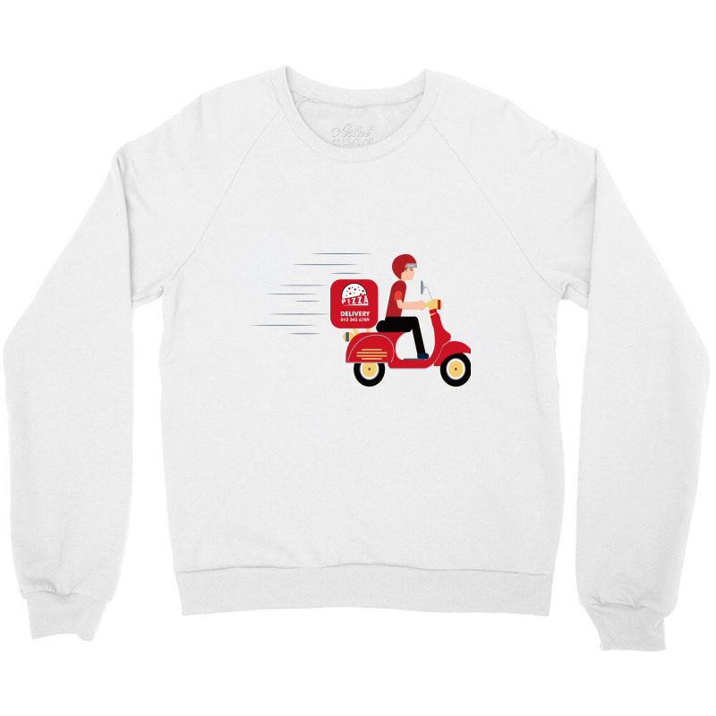 Illustration Of Pizza Delivery Crewneck Sweatshirt | Artistshot